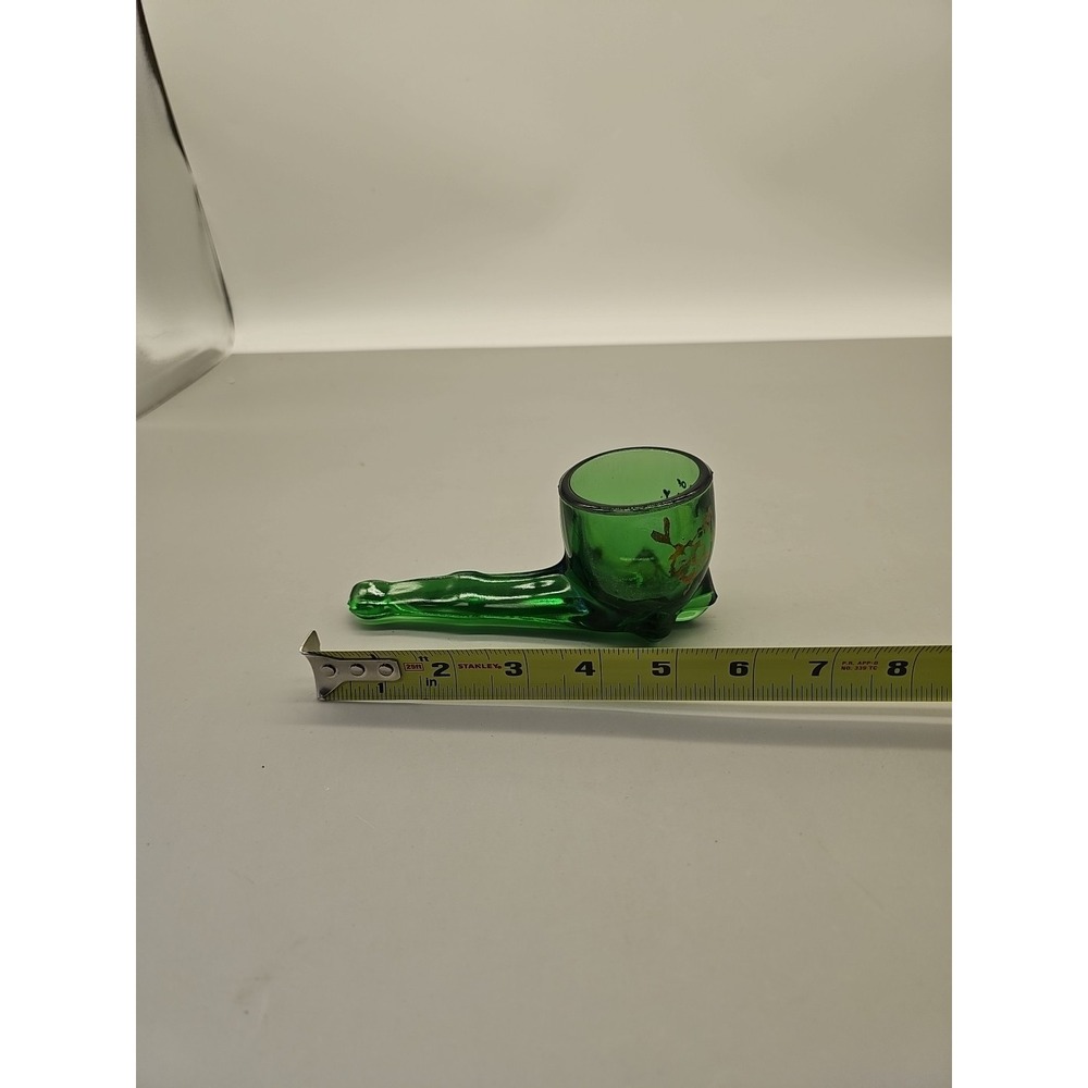 Vintage collectible green Glass Pipe Candle Holder Souvenir Of Syracuse NY